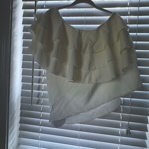 One shoulder white ruffle top - NEVER WORN